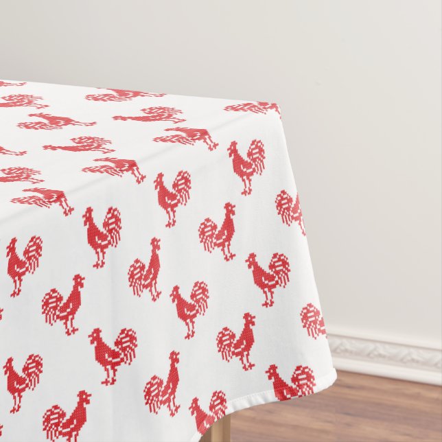 Red Roosters seamless pattern Tablecloth (In Situ)