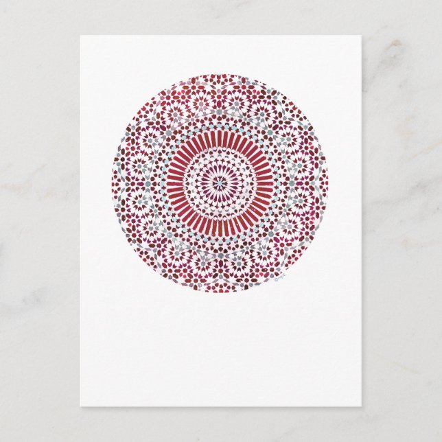 red root chakra circle mosaic postcard (Front)
