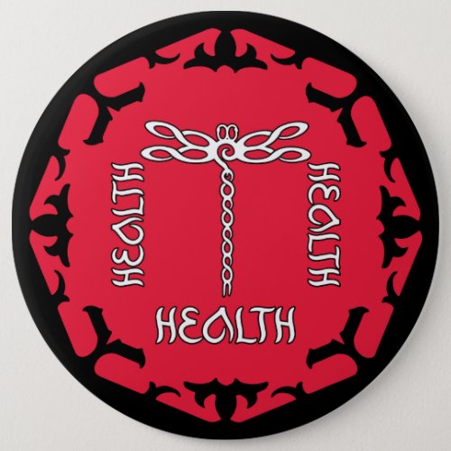 Red Root Chakra Health Dragonfly Design Button