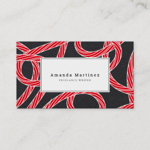 Red Rope Pattern Black Business Card