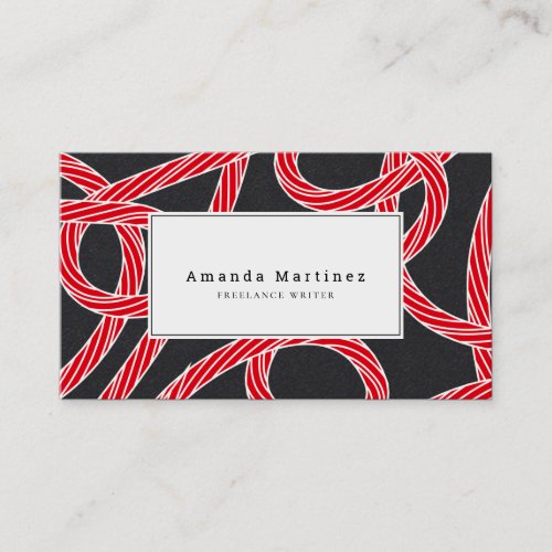 Red Rope Pattern Black Business Card