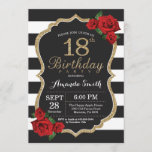 Red Rose 18th Birthday Invitation Gold Glitter<br><div class="desc">Red Rose 18th Birthday Invitation Gold Glitter. Black and Gold Birthday Party Invite. Gold Glitter. Black and White Stripes. Chalkboard. Printable Digital. For further customization,  please click the "Customize it" button and use our design tool to modify this template.</div>