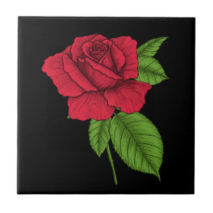 Red rose 2 ceramic tile