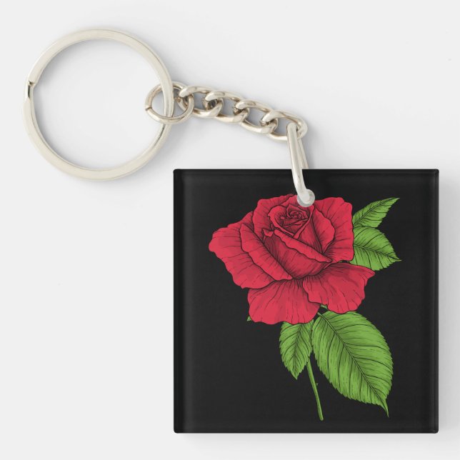 Red rose 2 keychain (Front)