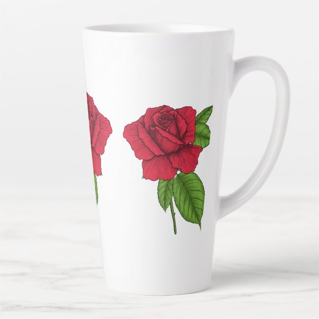 Red rose 2 latte mug (Right)
