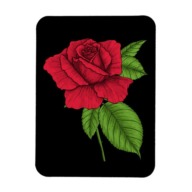 Red rose 2 magnet (Vertical)