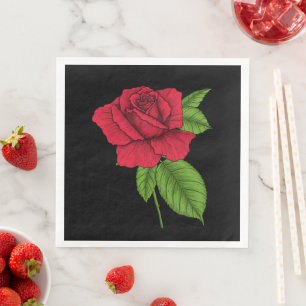 Red rose 2 paper dinner napkins
