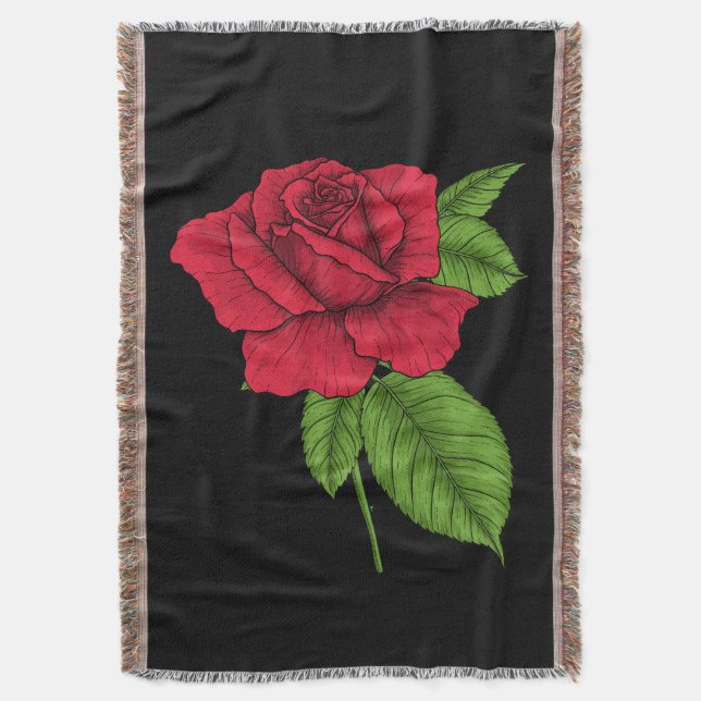Red rose 2 throw blanket (Front Vertical)