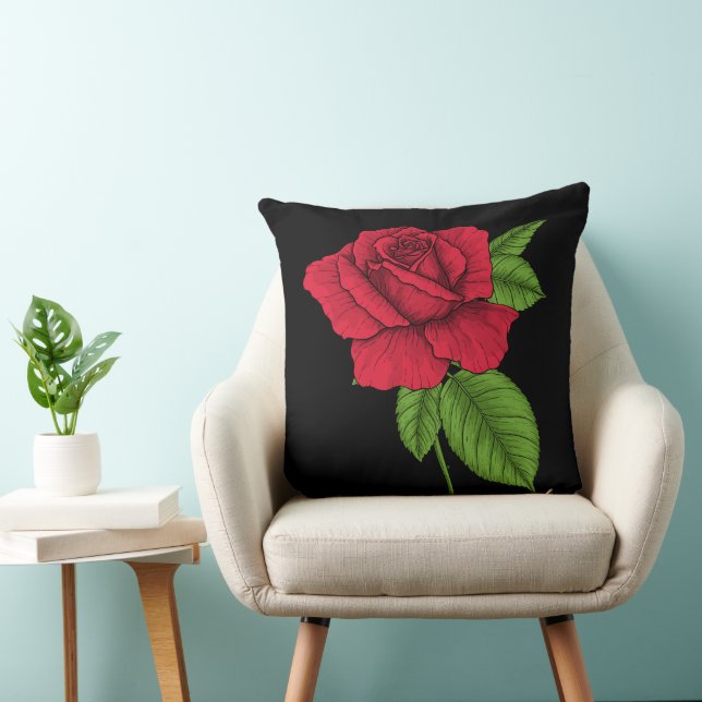 Red rose 2 throw pillow (Chair)