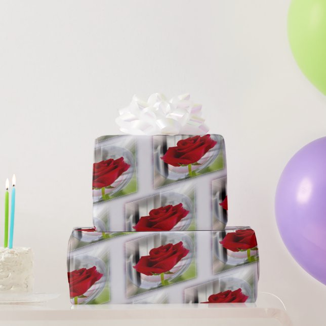 Red rose 2 wrapping paper (Party Gifts)