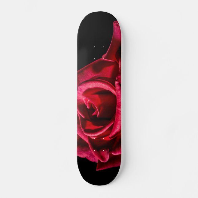 red-rose-320869 red rose ROMANTIC LOVE BLACK bloom Skateboard Deck (Front)