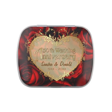 Red Rose 50th Wedding Anniversary - Customize Jelly Belly Tin