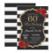Red Rose 60th Birthday Invitation Gold Glitter