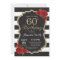 Red Rose 60th Birthday Invitation Gold Glitter