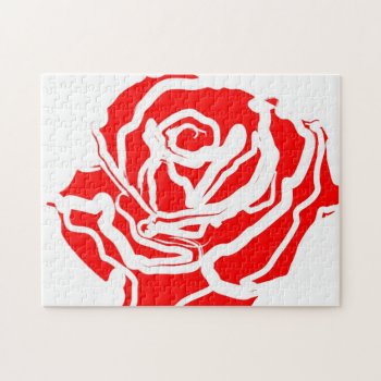 Red Rose Abstract Jigsaw Puzzle by PawsitiveDesigns at Zazzle