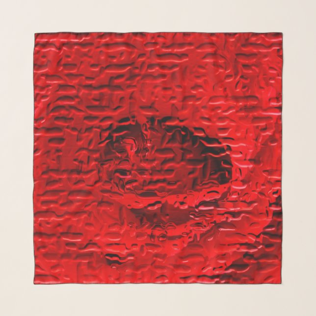 Red Rose Abstract Square Chiffon Scarf (Front)