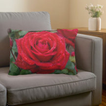 Red Rose Accent Pillow