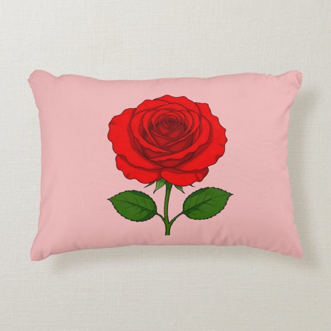 Red Rose Accent Pillow (Front)