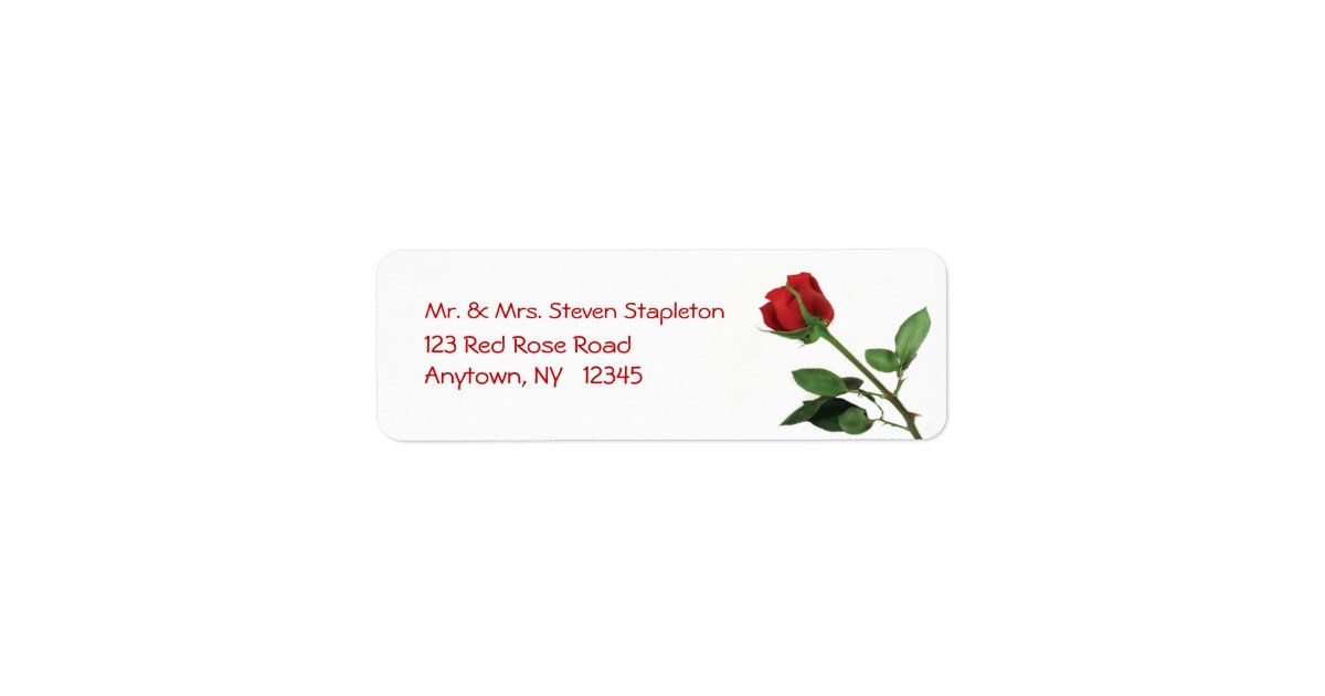 Red Rose Address Label Zazzle