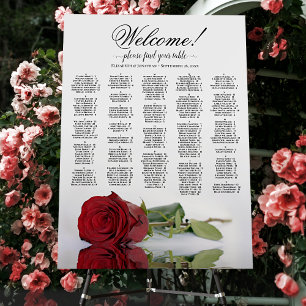 Red Rose Alphabetical Seating Chart Welcome Foam Board