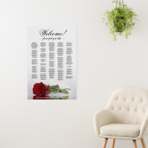 Red Rose Alphabetical Seating Chart Welcome Foam Board