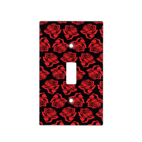 Red Rose and Black Light Switch Cover
