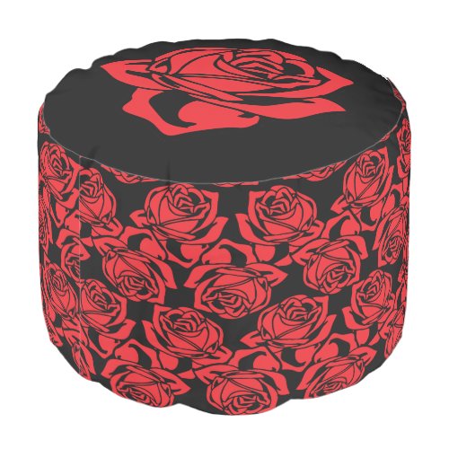 Red Rose and Black Style Pouf
