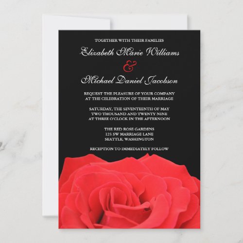 Red Rose and Black Wedding Invitations