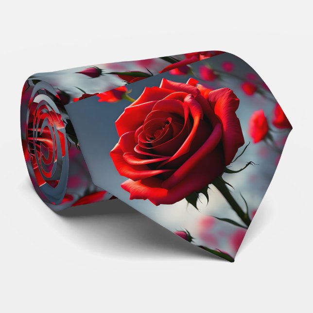 Red Rose And Buds, Neck Tie (Rolled)