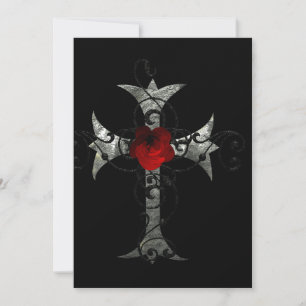 Red Rose and Cross Gothic Bridal Shower Invitation