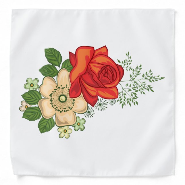 Red Rose and Daisies Bandana (Front)
