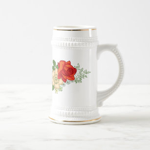 Red Rose and Daisies Beer Stein