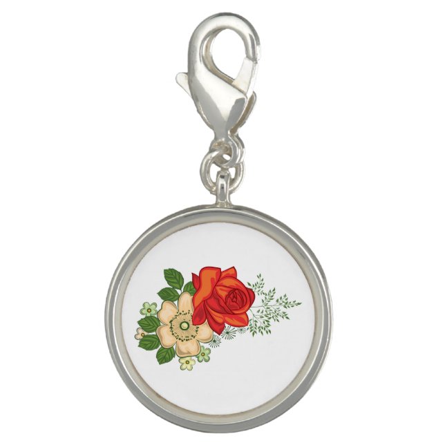Red Rose and Daisies Charm (Front)