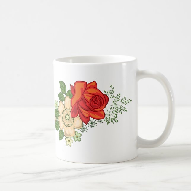 Red Rose and Daisies Coffee Mug (Right)