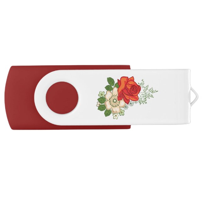 Red Rose and Daisies Flash Drive (Front)