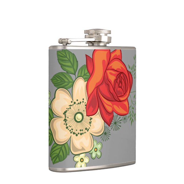 Red Rose and Daisies Flask (Right)
