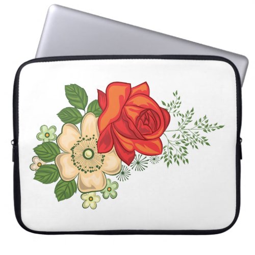 Red Rose and Daisies Laptop Sleeve