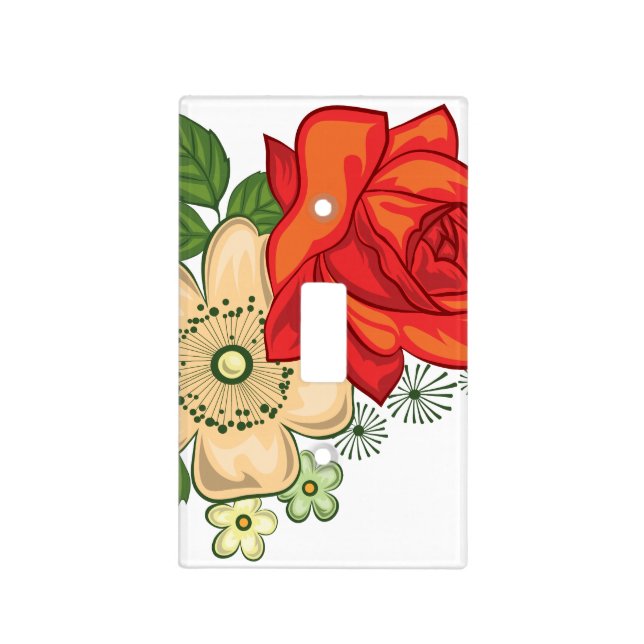 Red Rose and Daisies Light Switch Cover (Front)