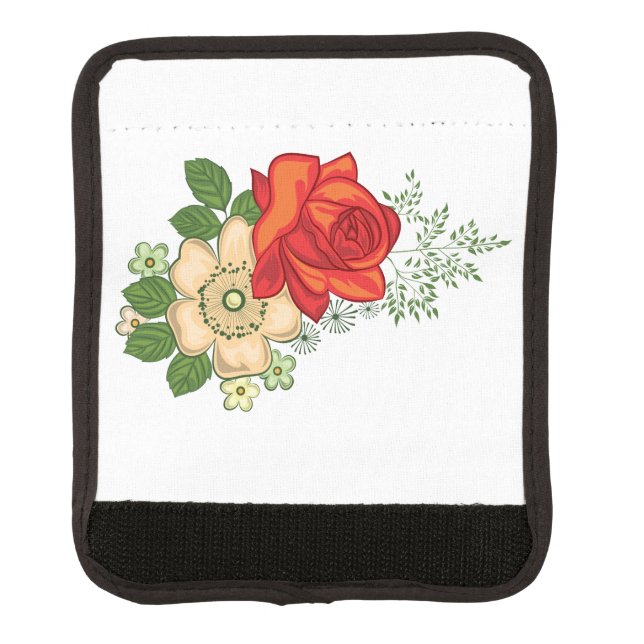 Red Rose and Daisies Luggage Handle Wrap (Front)