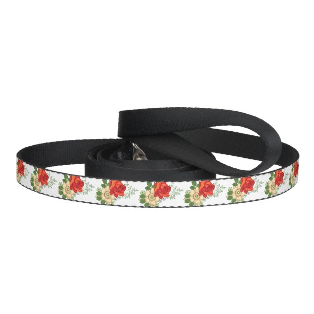 Red Rose and Daisies Pet Leash (Handle)