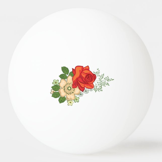 Red Rose and Daisies Ping Pong Ball (Front)