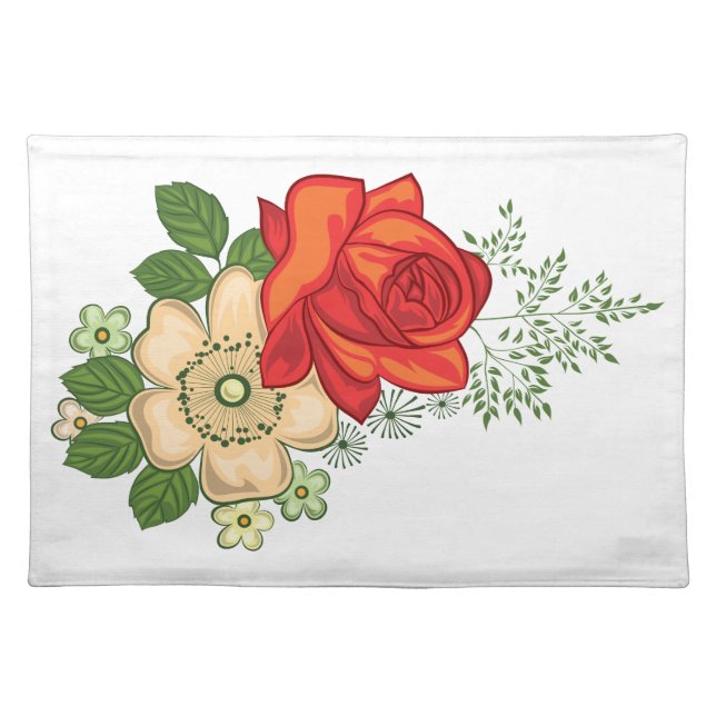 Red Rose and Daisies Placemat (Front)