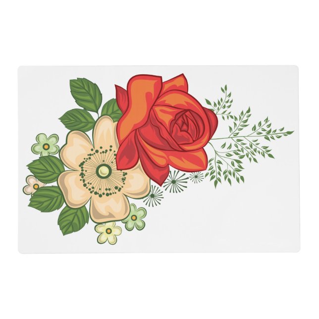 Red Rose and Daisies Placemat (Front)