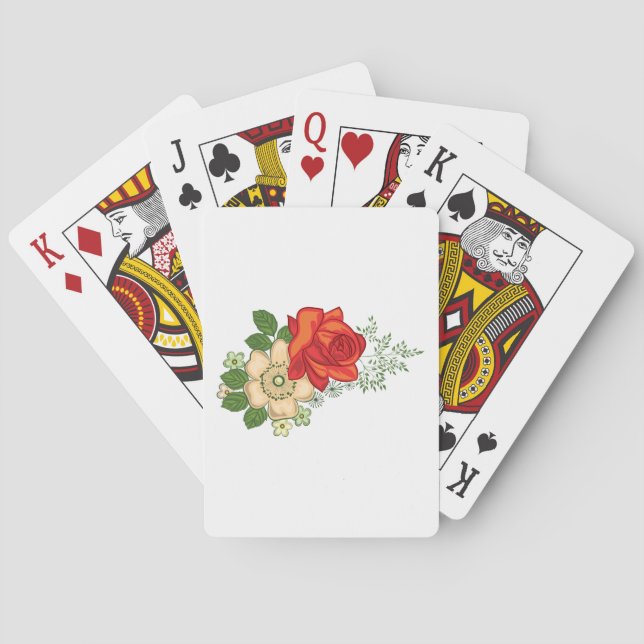 Red Rose and Daisies Poker Cards (Back)