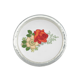 Red Rose and Daisies Ring