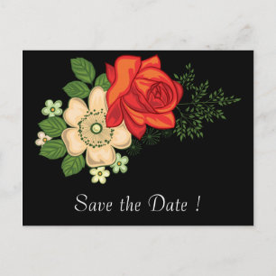 Red Rose and Daisies Save the Date 80th Birthday Announcement Postcard