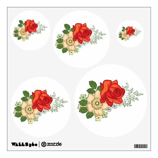 Red Rose and Daisies Wall Decal (Front)