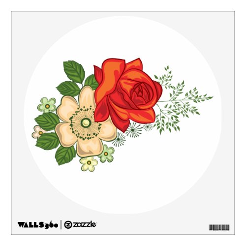 Red Rose and Daisies Wall Sticker