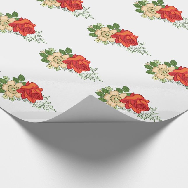 Red Rose and Daisies Wrapping Paper (Corner)