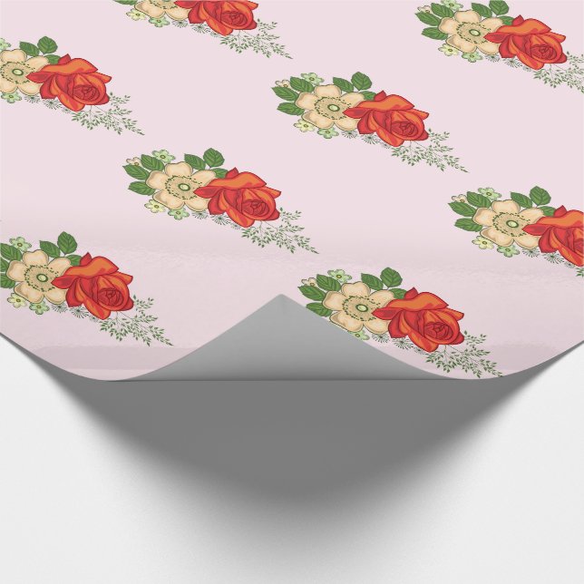 Red Rose and Daisies Wrapping Paper (Corner)